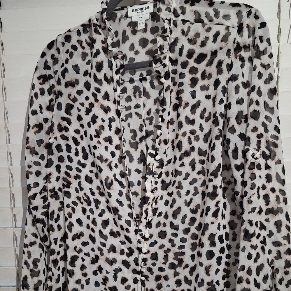 Express Sheer Cheeta Print Top